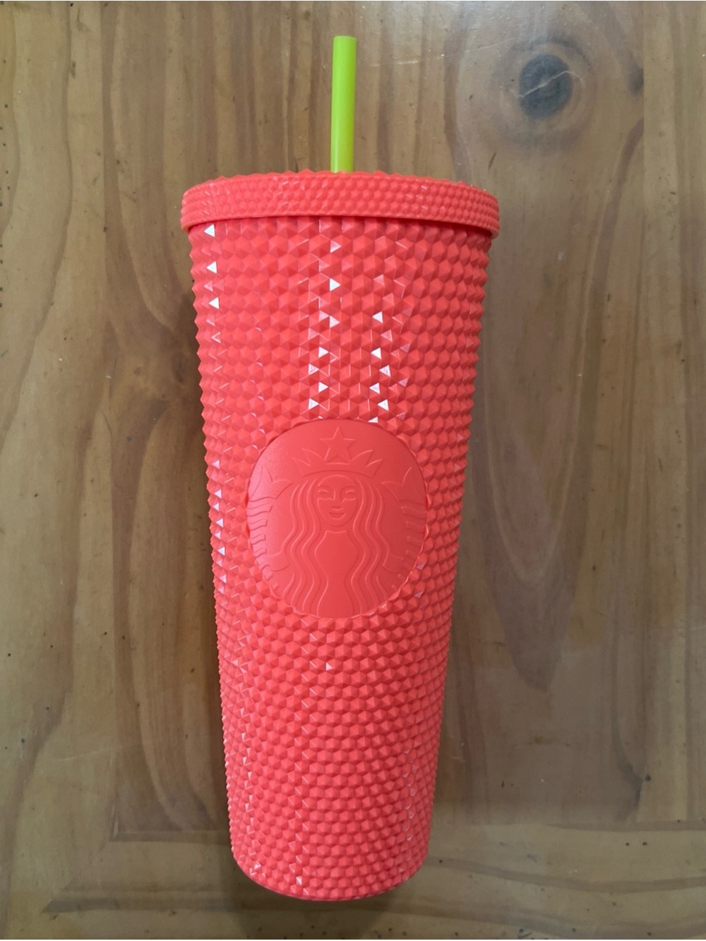 NEW Starbucks Coral Studded Tumbler with Lime Green Straw